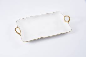 Small Platter with Gold Handles