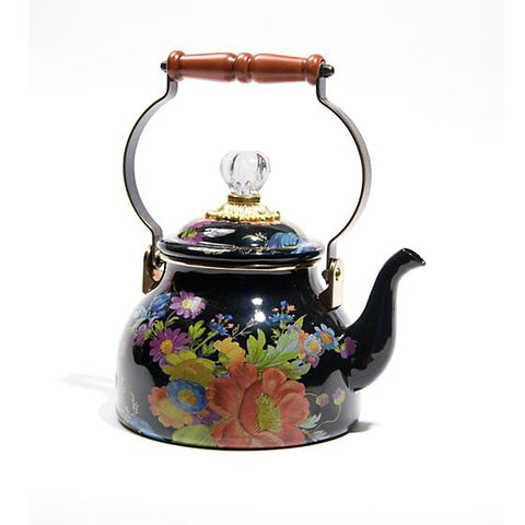 Flower Market 2 Quart Tea Kettle - Black
