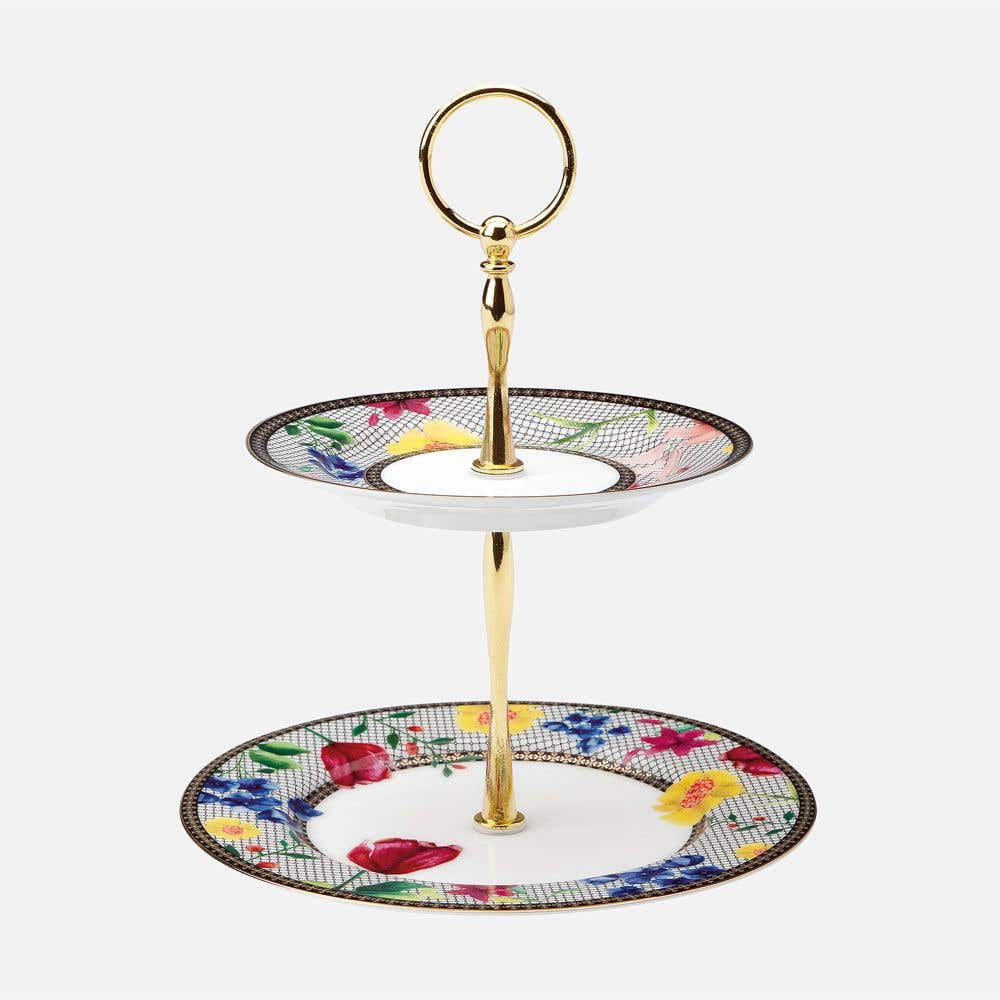 2-Tiered Floral Burst Stand