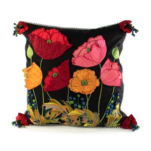 Poppy Square Pillow Black