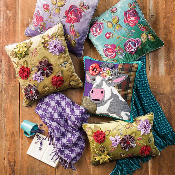 Greengage Floral Square Pillow