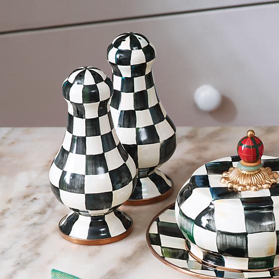 Courtly Check Enamel Large Salt & Peppers Shakers