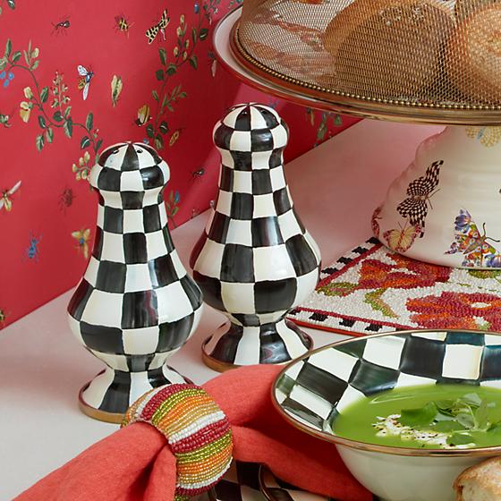 Courtly Check Enamel Large Salt & Peppers Shakers