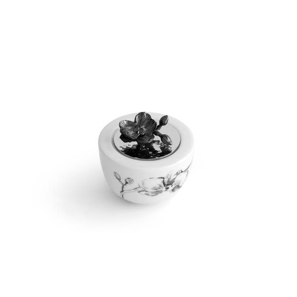 Black Orchid Porcelain Sugar Pot