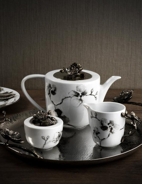 Black Orchid Porcelain Sugar Pot