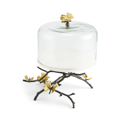 Butterfly Ginkgo Cake Stand w/Dome