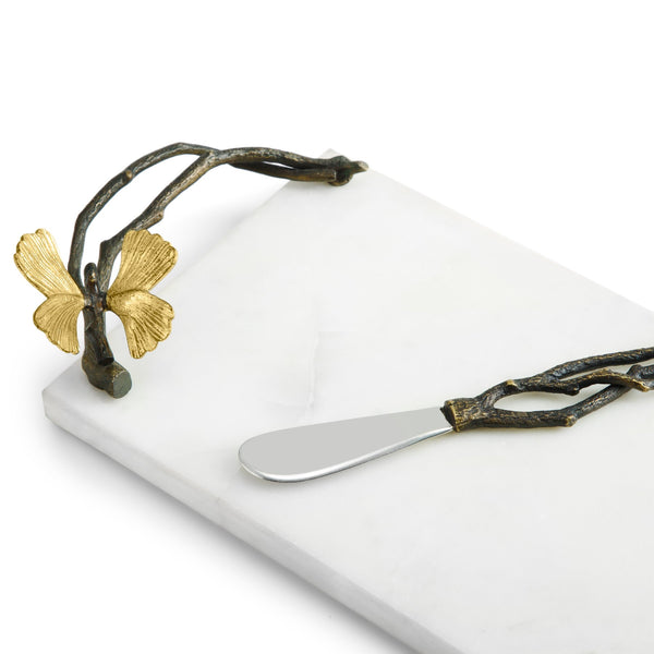 Butterfly Ginkgo Small Cheese Board w/Knife