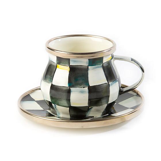 Courtly Check Enamel Espresso Cup & Saucer Set