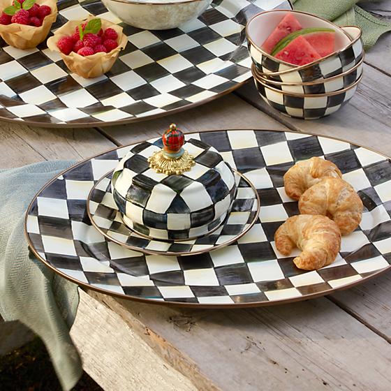 Courtly Check Enamel Oval Platter