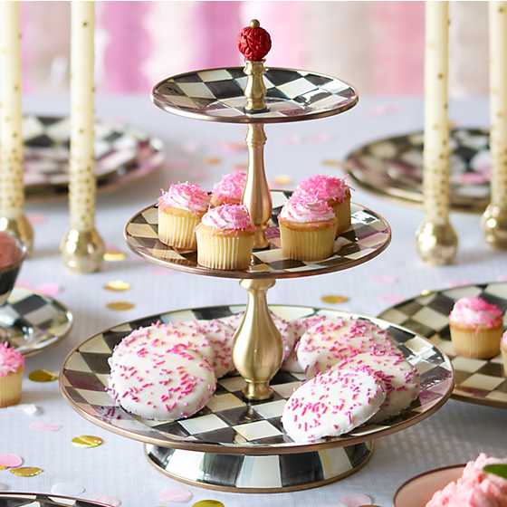 Courtly Check Enamel Three Tier Sweet Stand