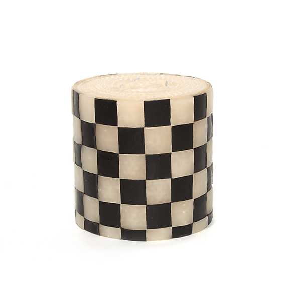 Courtly Check Pillar Candle - 5" - Black & Ivory