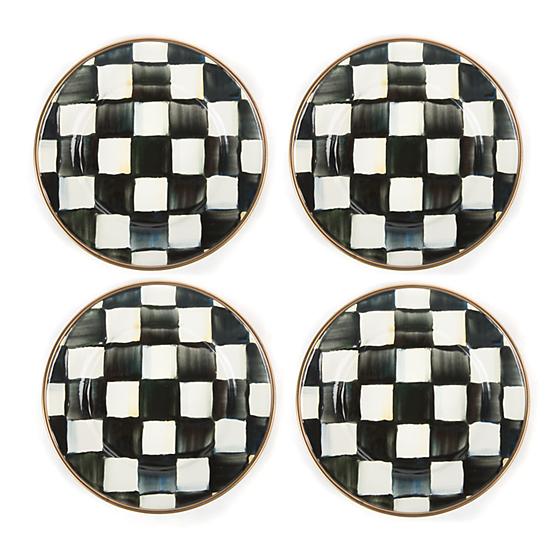 Courtly Check Enamel Canape Plates - Set of 4