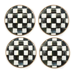 Courtly Check Enamel Canape Plates - Set of 4