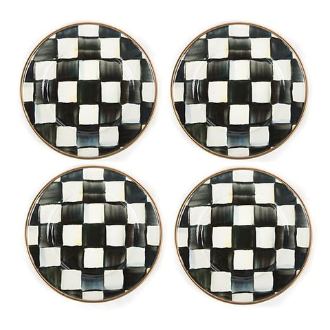 Courtly Check Enamel Canape Plates - Set of 4
