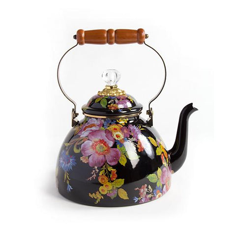 Flower Market 3 Quart Tea Kettle - Black