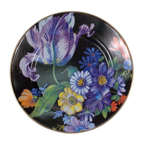 Flower Market Black Enamel Plate