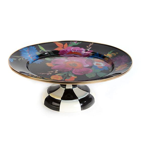 Flower Market Pedestal Platter - Black