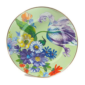 Flower Market Green Enamel Plate