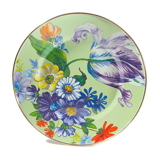 Flower Market Green Enamel Plate