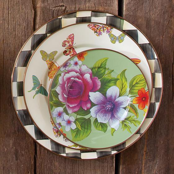 Flower Market Green Enamel Plate