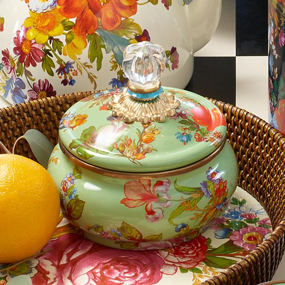 Flower Market Squashed Pot - Green