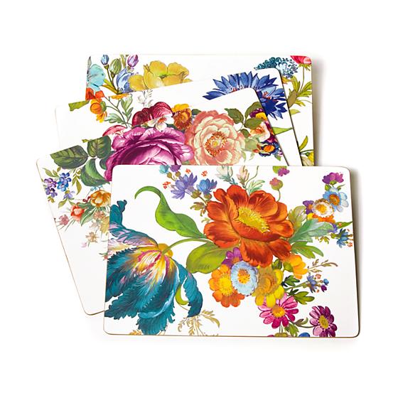 Flower Market Cork Back Placemats - White - Set of 4
