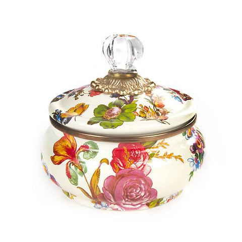 Flower Market Squashed Pot - White