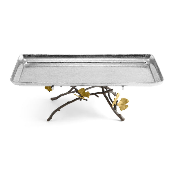 Butterfly Ginkgo Footed Centerpiece Tray