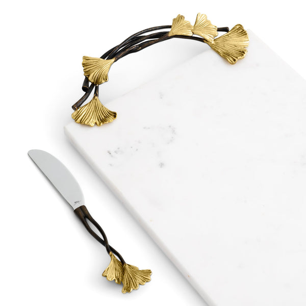Golden Ginkgo Cheese Board w/Knife