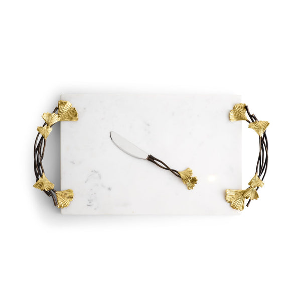 Golden Ginkgo Cheese Board w/Knife