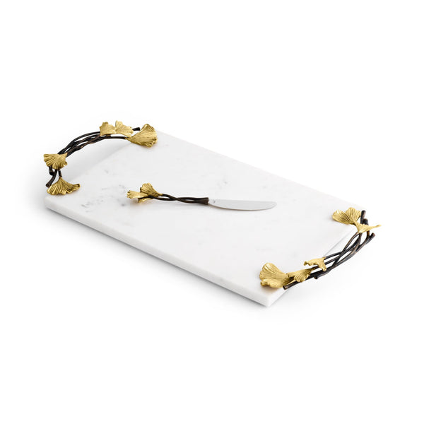 Golden Ginkgo Cheese Board w/Knife