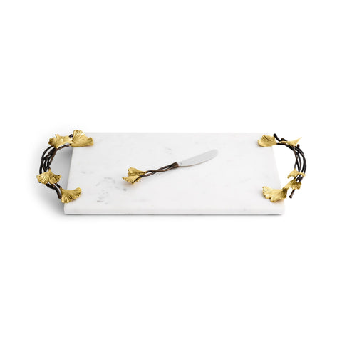 Golden Ginkgo Cheese Board w/Knife