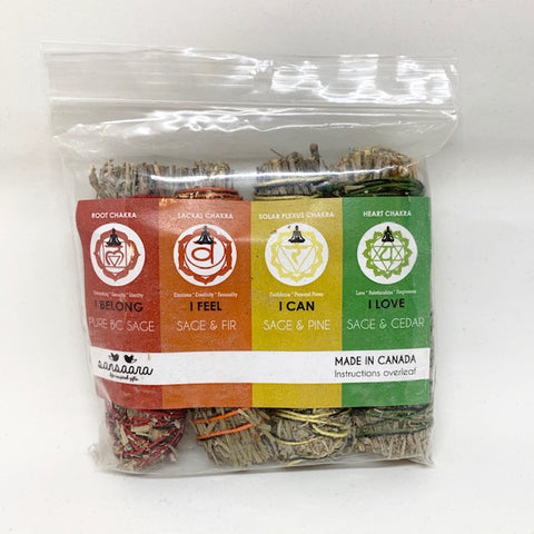 Mini Chakra Smudge Sticks (I Belong, I Feel, I Can, I Love)