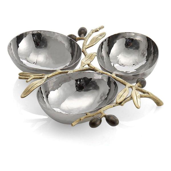 Olive Branch Triple Compartment Dish