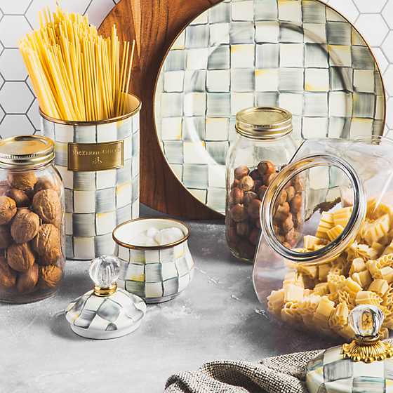 Cookie Jar with Sterling Check Enamel Lid