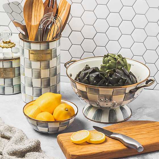 Sterling Check Enamel Utensil Holder