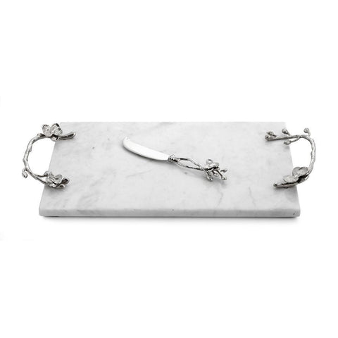 White Orchid Large Cheese Board w/Knife
