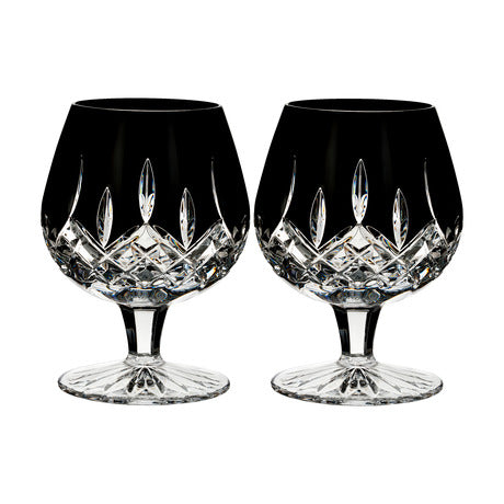 Lismore Black Brandy Glass Pair