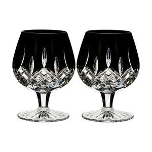 Lismore Black Brandy Glass Pair
