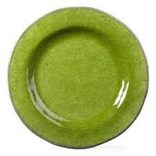 Moss Green Melamine Dinner Plates Set/4