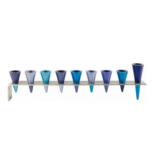 Emanuel Metal Strip Cone - Blue Menorah