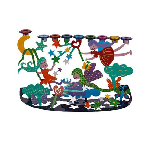 Children's Menorah - Laser Cut + Hand Painted - Fairies