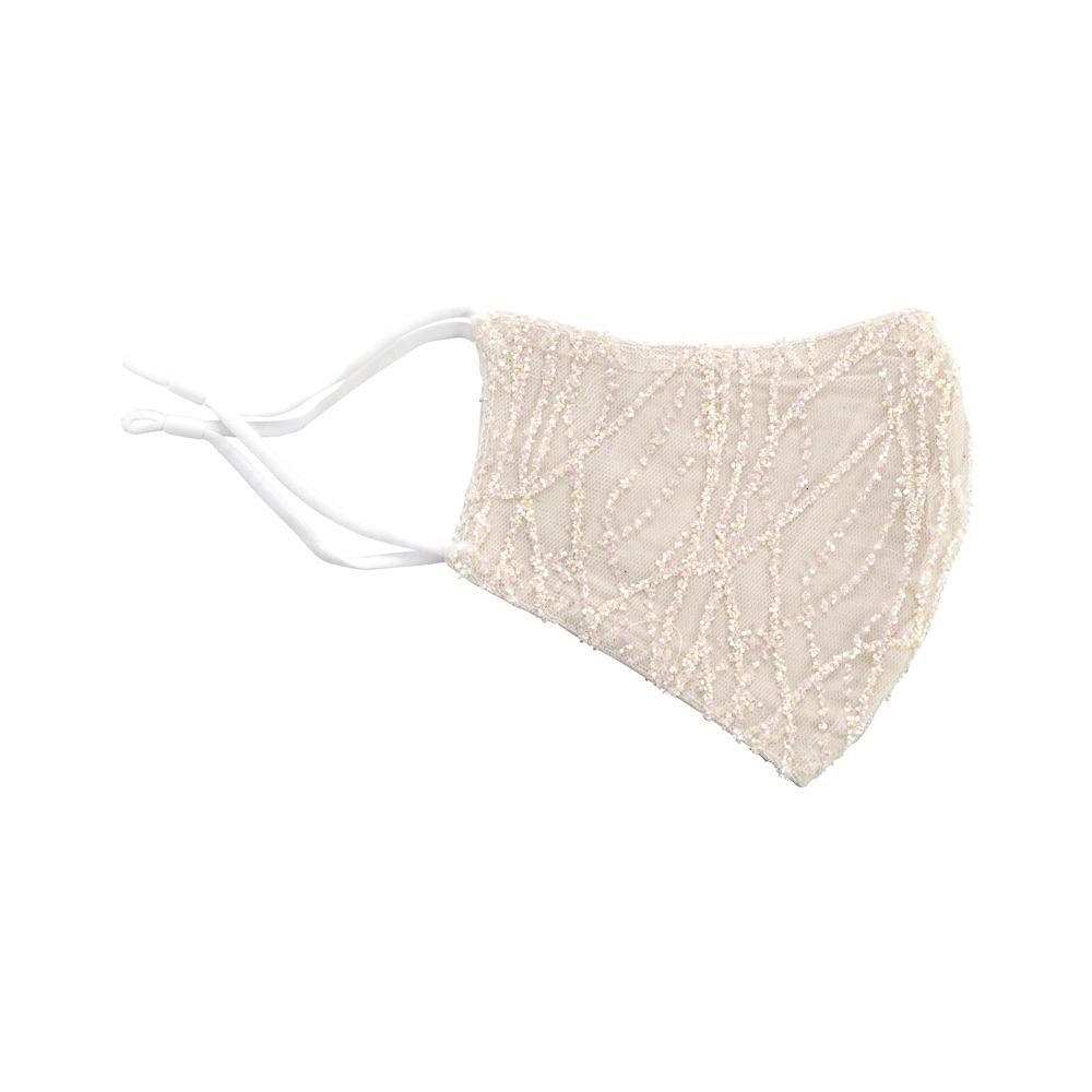Ivory Iridescent ‘Glitter Lines’ Mask