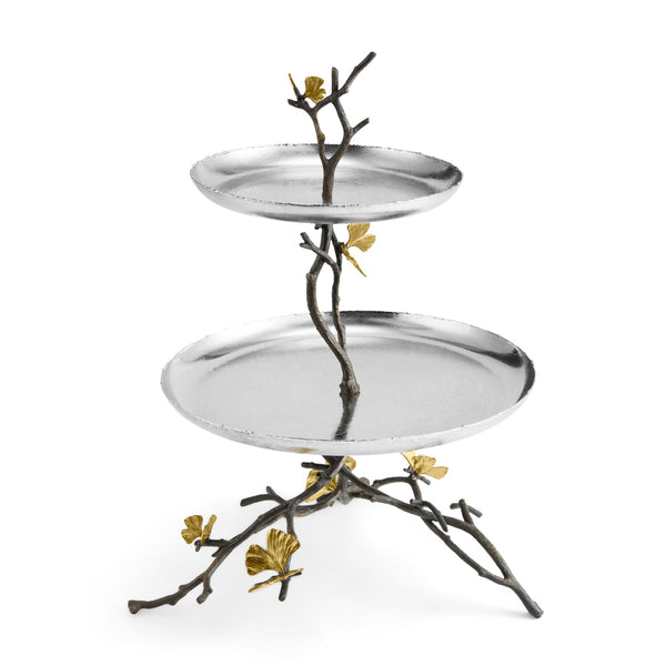 Butterfly Ginkgo 2 Tier Étagère