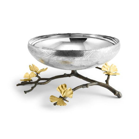 Butterfly Ginkgo Footed Centerpiece Bowl