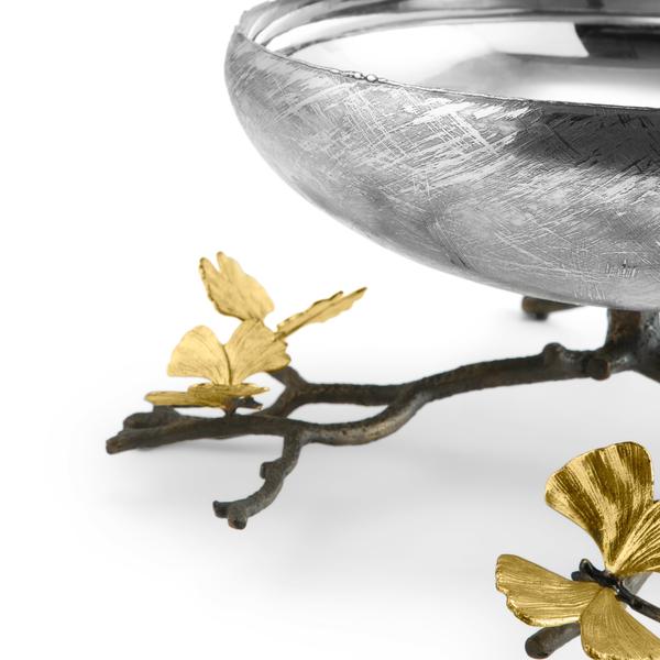 Butterfly Ginkgo Footed Centerpiece Bowl