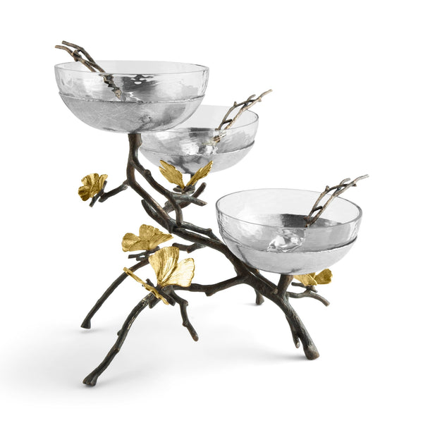 Butterfly Ginkgo Triple Bowl Set w/Spoons