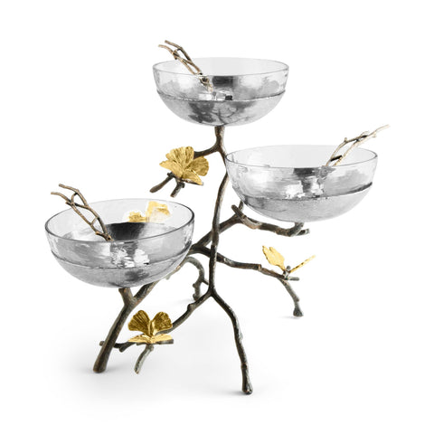 Butterfly Ginkgo Triple Bowl Set w/Spoons