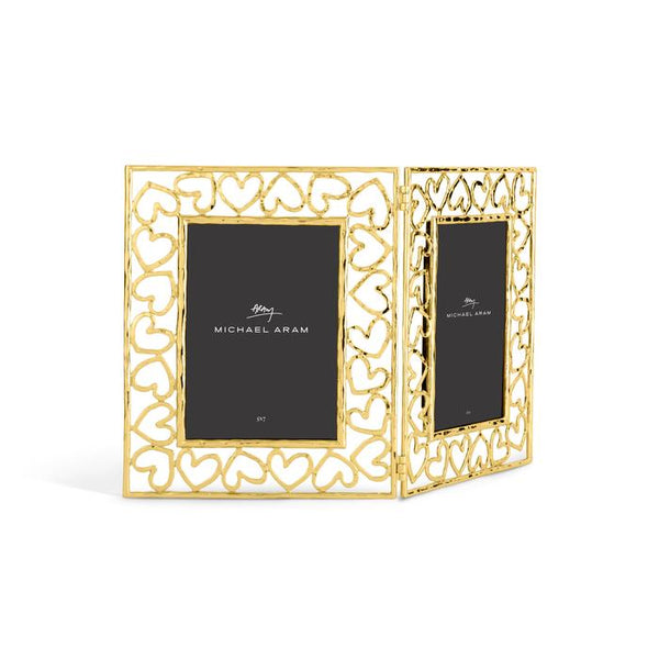 Heart Hinged Frame 5x7 Gold