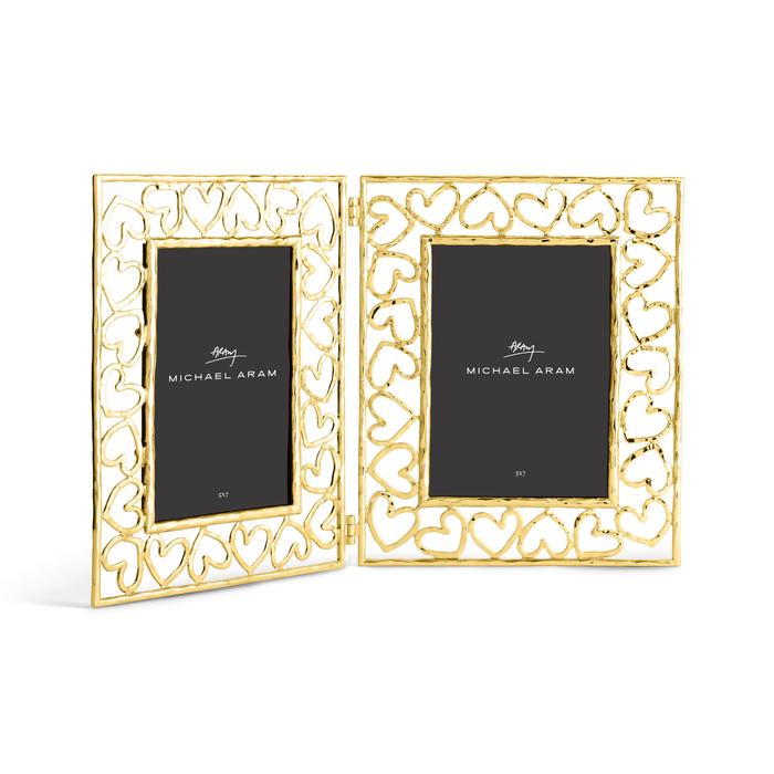 Heart Hinged Frame 5x7 Gold